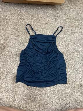 FP Movement by Free People Deep Navy Ruched Spaghetti Strap Tank